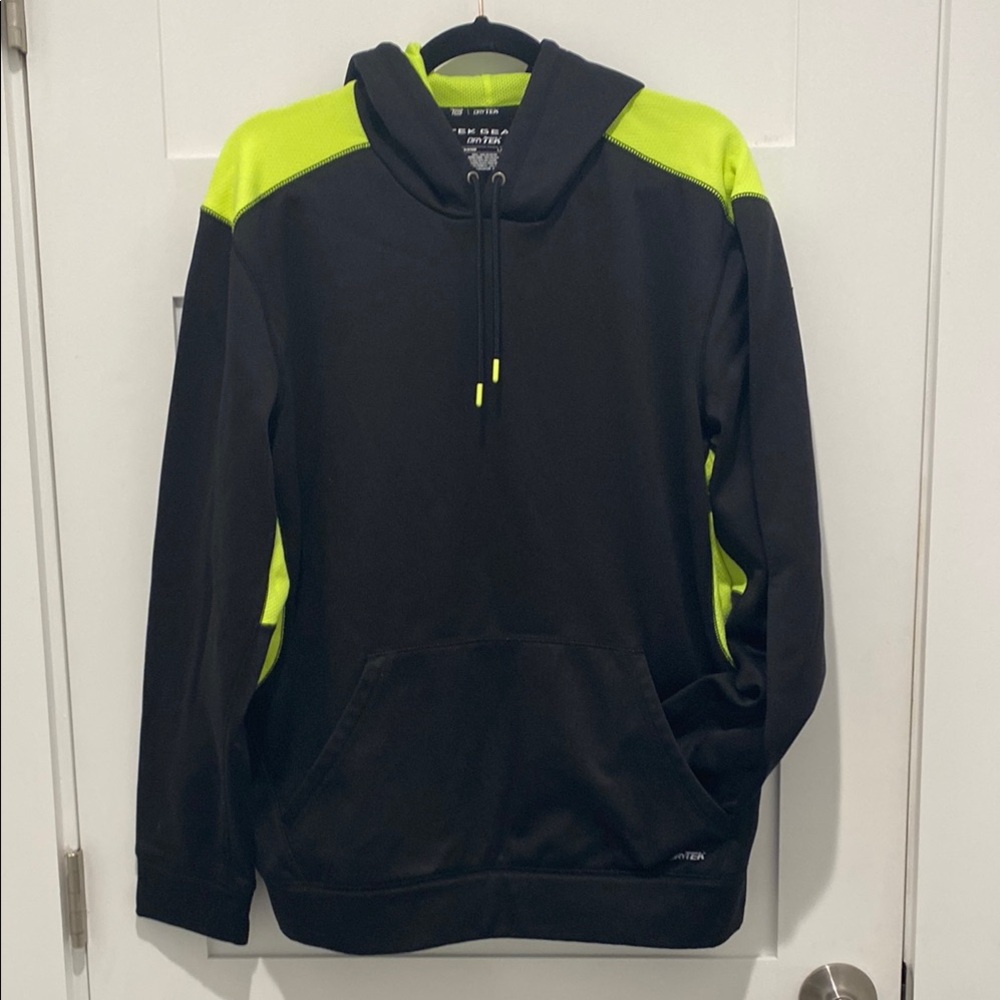Tek Gear Black and Neon Green Hoodie, 
Size LG